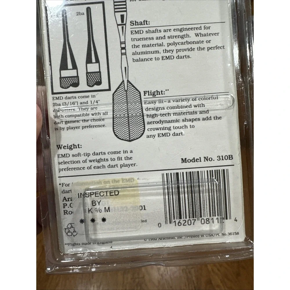 English Mark Darts Archer Soft Tip Darts Set Of 3 With Wallet - NEW NOS